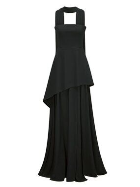 Miss Rosier Solène Off-Shoulder Ruched Maxi Gown (Black)